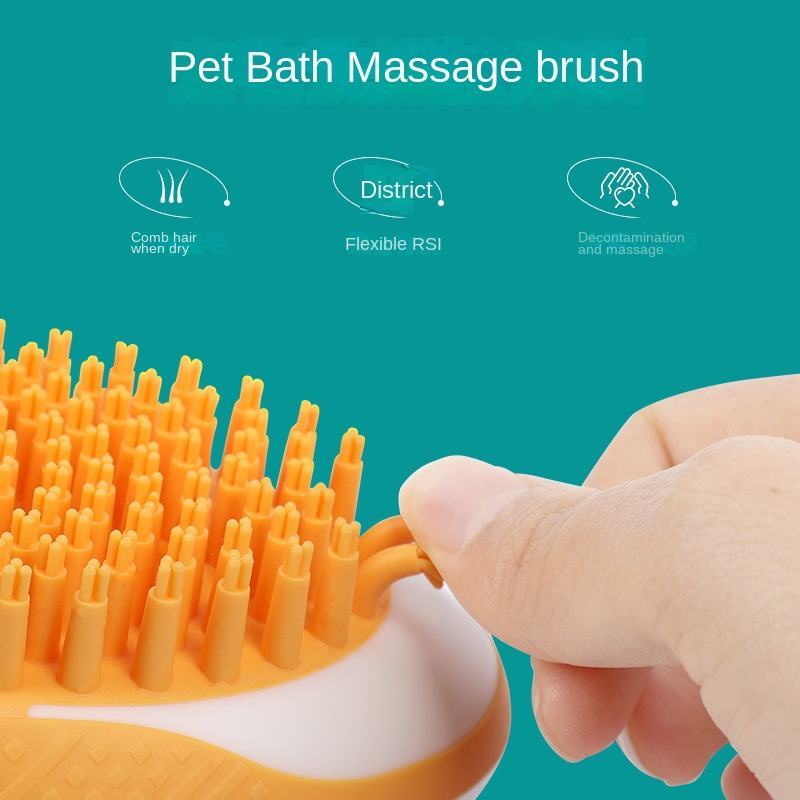 Dog Cat Bath Brush 2-in-1 Pet SPA Massage Comb / Soft Silicone Pets Shower Hair Grooming Comb