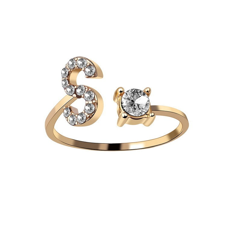 New Design Adjustable 26 Initial Letter Ring Fashion Jewelry For Women