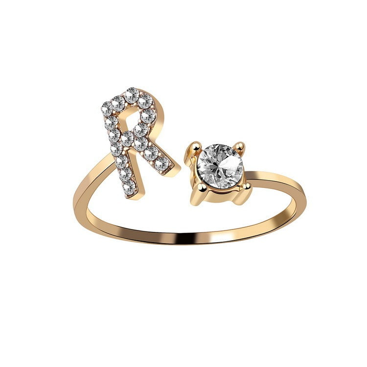 New Design Adjustable 26 Initial Letter Ring Fashion Jewelry For Women