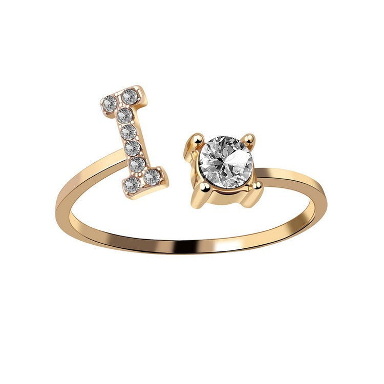 New Design Adjustable 26 Initial Letter Ring Fashion Jewelry For Women