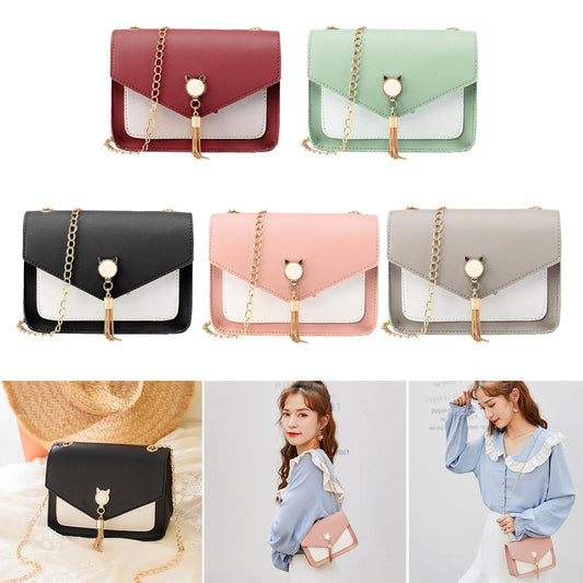 Small Messenger Bag / Cute Cat Tassel Decoration Chain / One Shoulder Casual