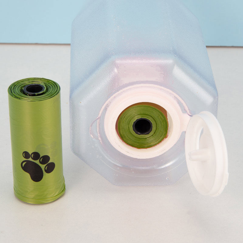 Bouteille d'eau portable pour chat et chien, distributeur de nourriture, abreuvoir, distributeur de crottes, 3 en 1, anti-fuite, multifonctionnelle, produits pour animaux de compagnie