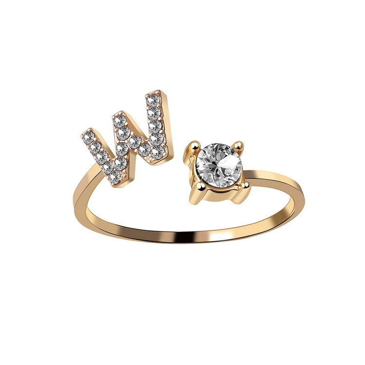 New Design Adjustable 26 Initial Letter Ring Fashion Jewelry For Women