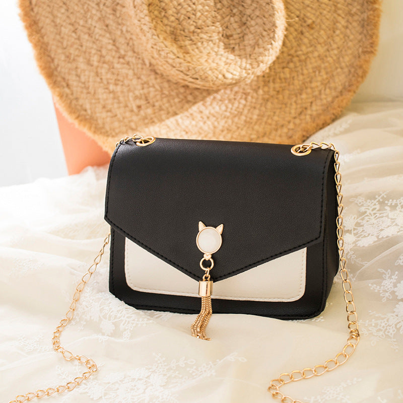 Small Messenger Bag / Cute Cat Tassel Decoration Chain / One Shoulder Casual