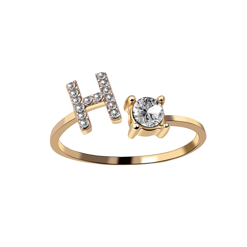 New Design Adjustable 26 Initial Letter Ring Fashion Jewelry For Women