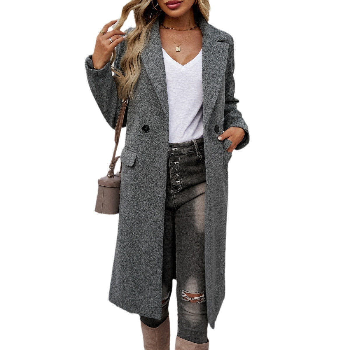 Turn-down Collar Coat for women